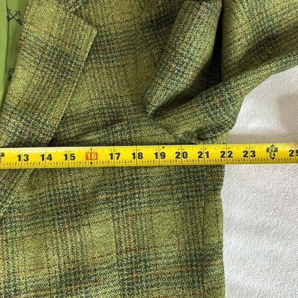Vintage Hampton Heath Green Wool Plaid Blazer Jacket Size 44